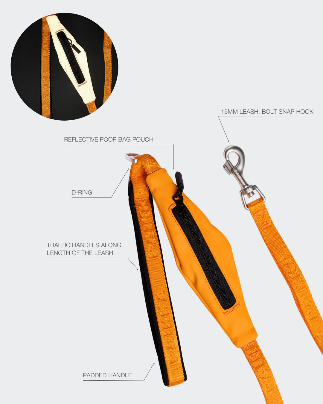 Visibility Leash Orange for Dogs